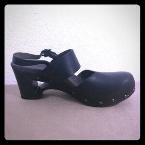Dansko Black Leather Stud Clog Shoes 39